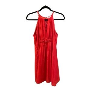 Esley Cotton & Silk Mini Dress, Size L, Red, Flowing and Strappy.